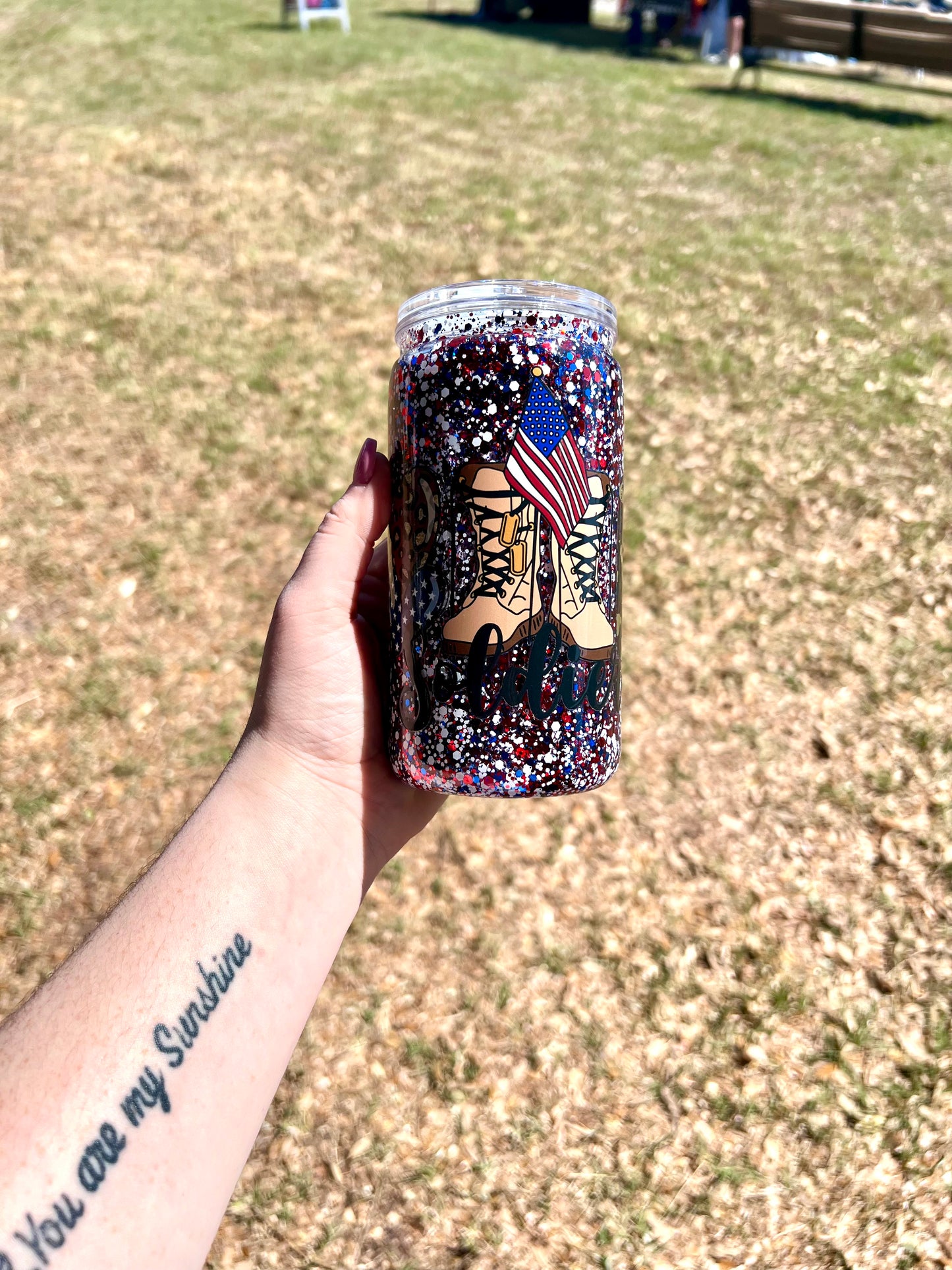 16oz Plastic - Love My Soldier