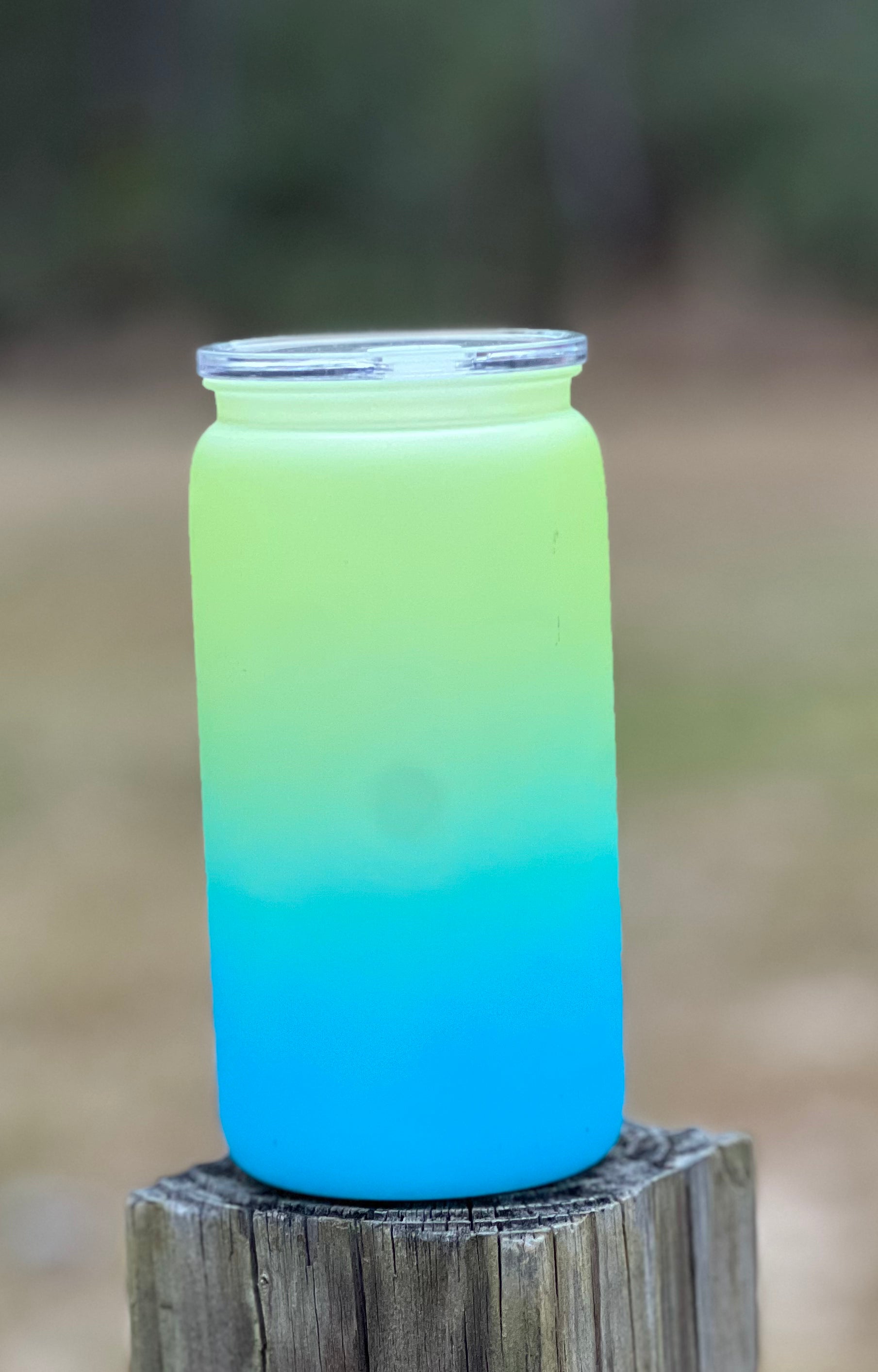 Ombré Lime Green & Blue Plastic Cup