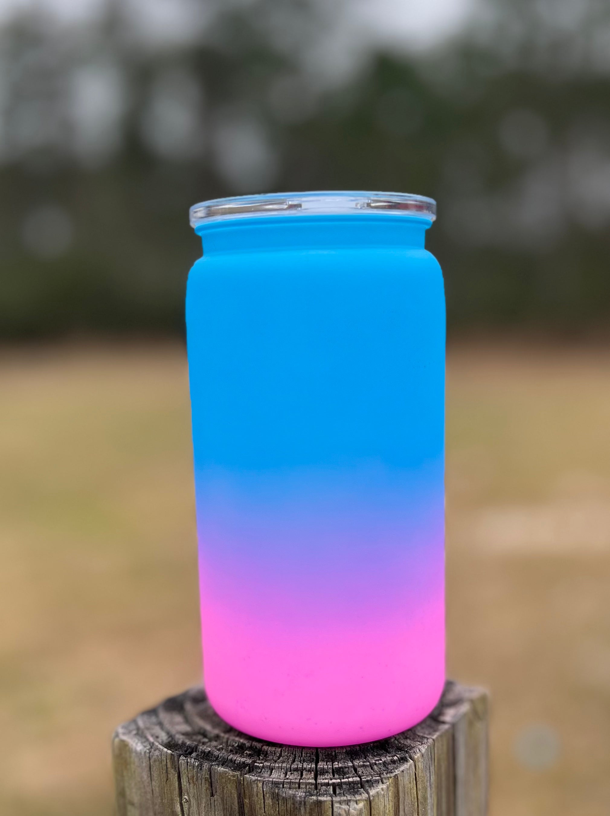 Ombré Blue & Pink Plastic Cup