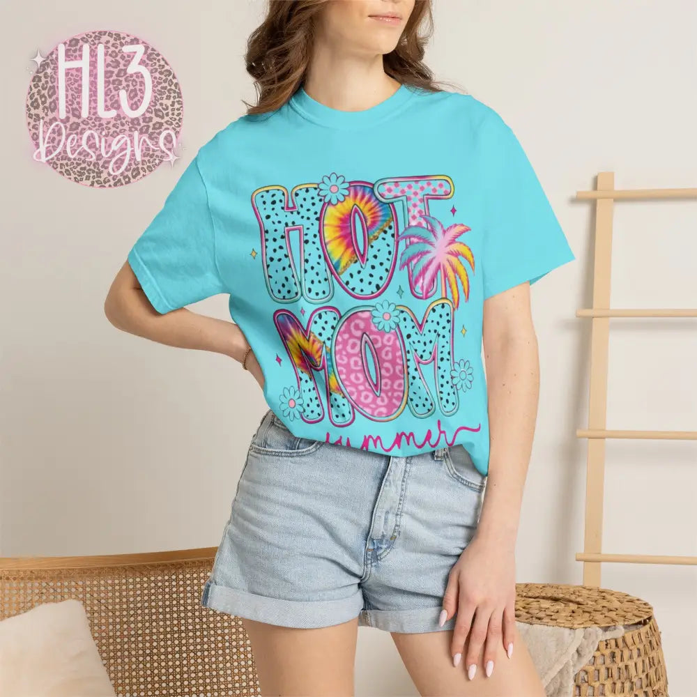 Hot Mom Summer Comfort Color Tee - Lagoon Blue / S - T-Shirt