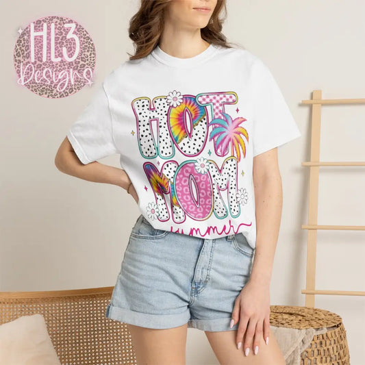 Hot Mom Summer Comfort Color Tee - White / S - T-Shirt