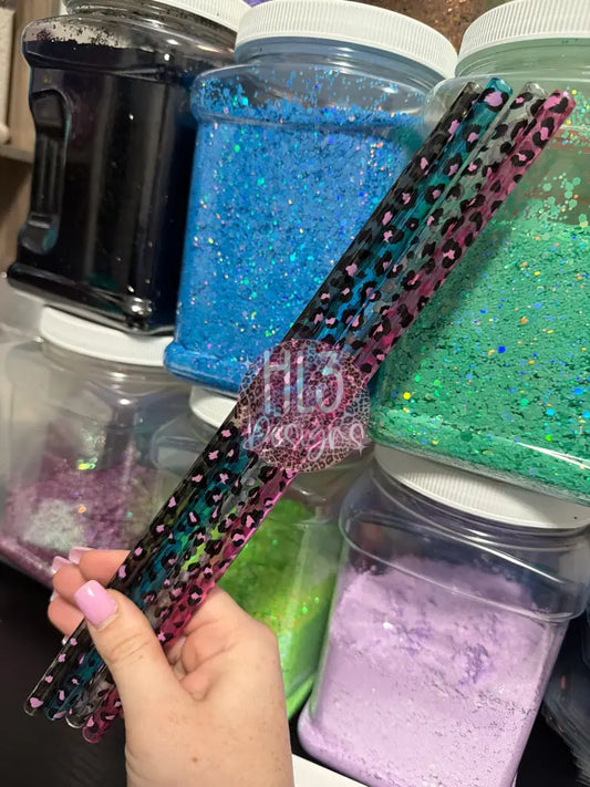Leopard Print Straws - Black