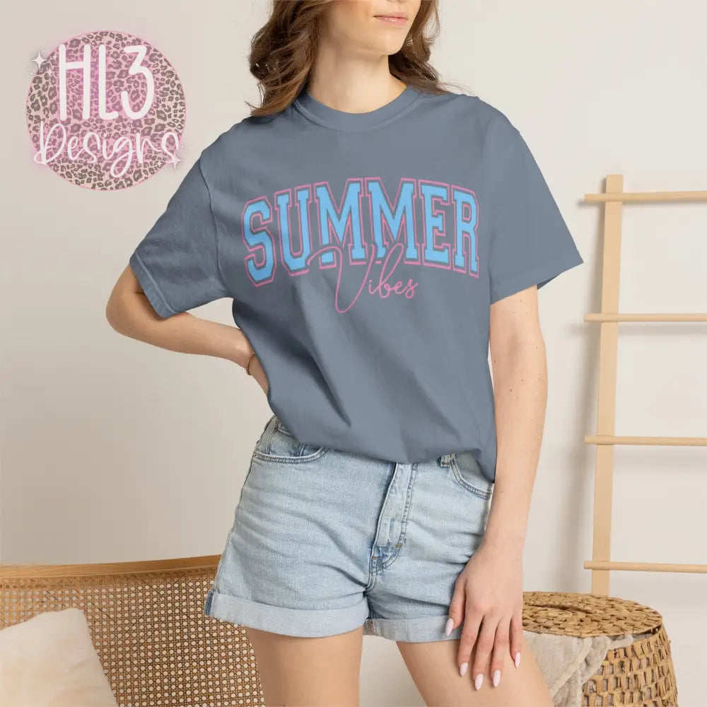 Summer Vibes Comfort Color Tee - Blue Jean / S - T-Shirt