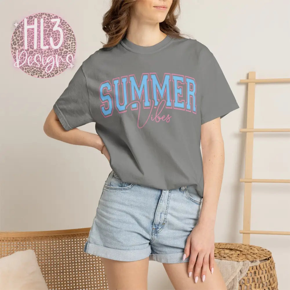 Summer Vibes Comfort Color Tee - Granite / S - T-Shirt