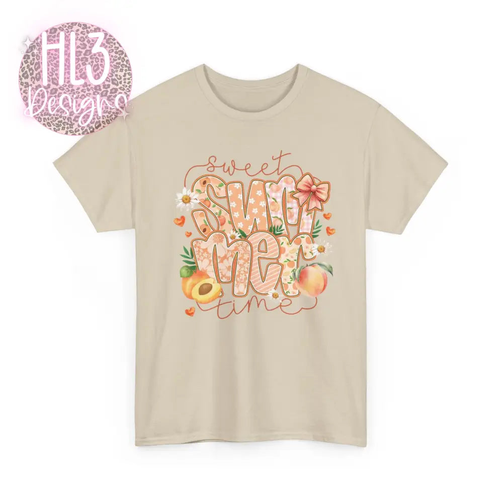 Sweet Summertime Peach Tee - Sand / S - T-Shirt
