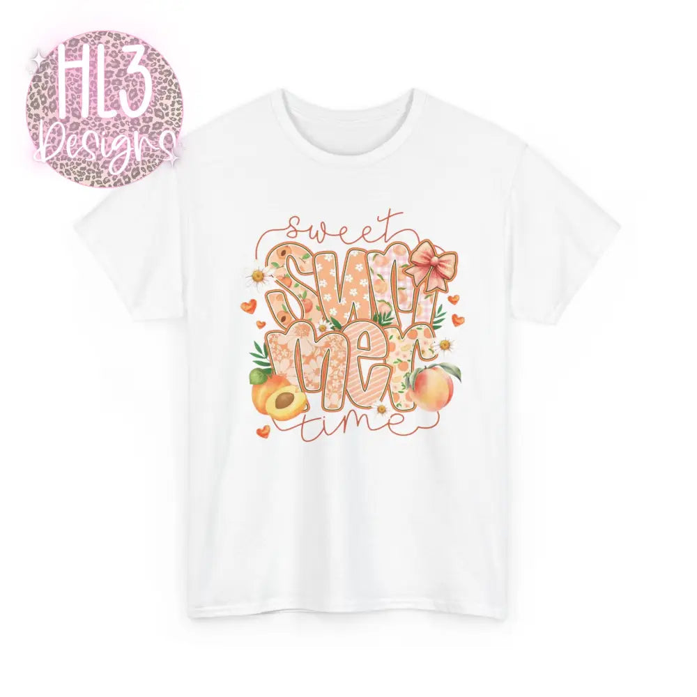 Sweet Summertime Peach Tee - White / S - T-Shirt