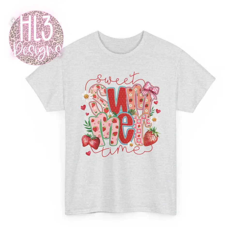 Sweet Summertime Strawberry Tee - Ash / S - T-Shirt