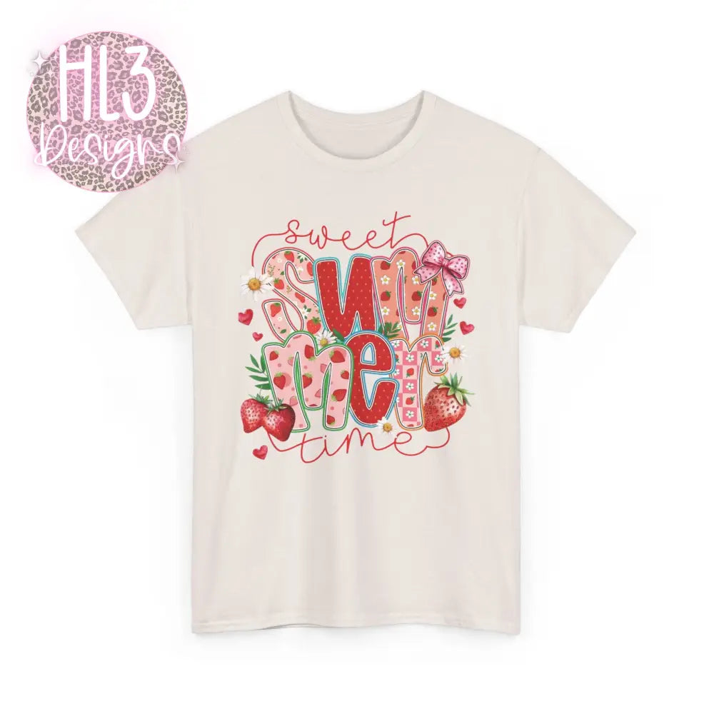 Sweet Summertime Strawberry Tee - Ice Grey / S - T-Shirt