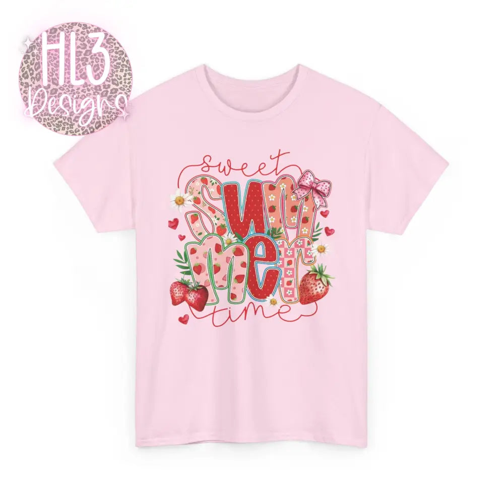 Sweet Summertime Strawberry Tee - Light Pink / S - T-Shirt