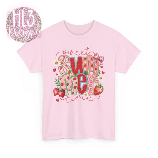 Sweet Summertime Strawberry Tee - Light Pink / S - T-Shirt