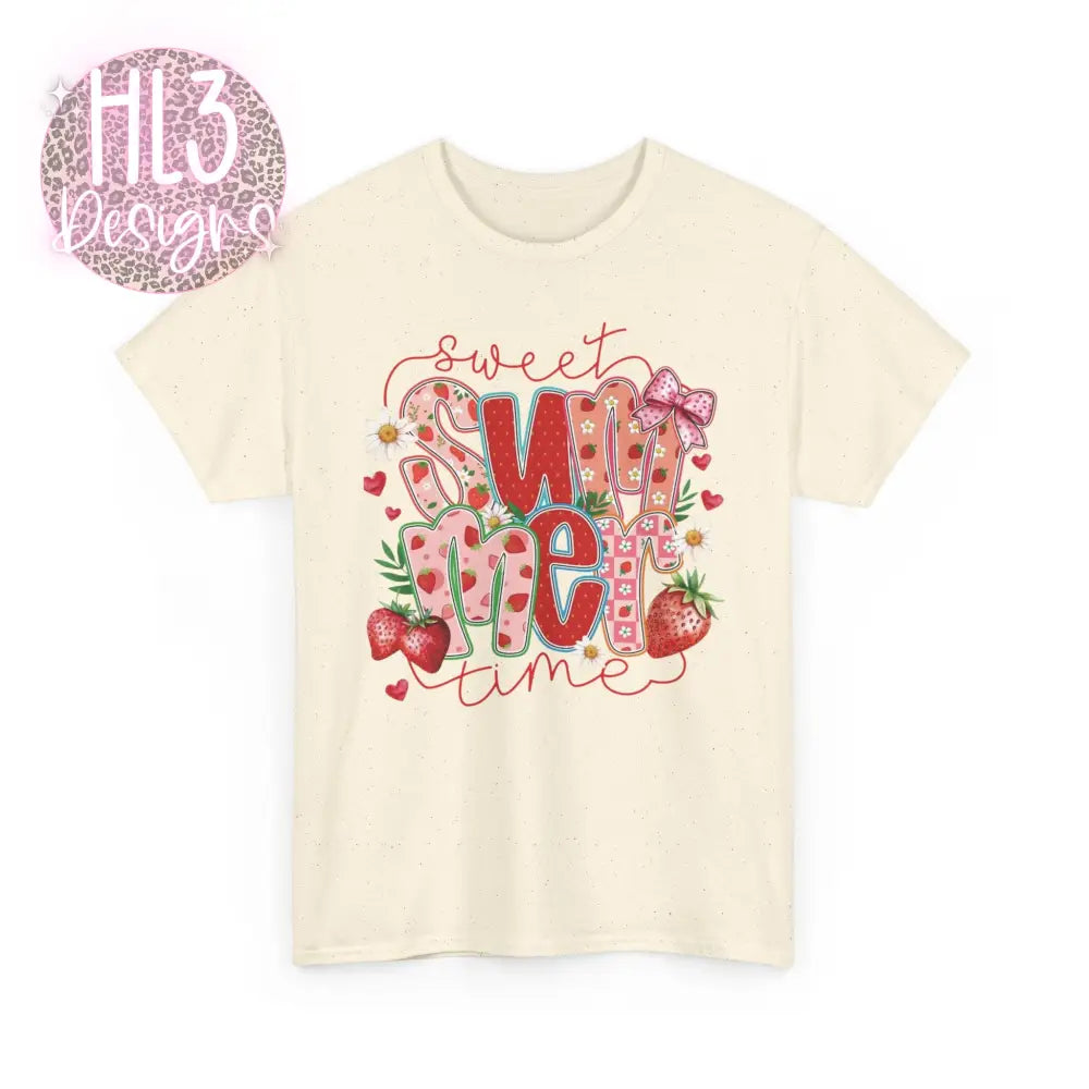Sweet Summertime Strawberry Tee - Natural / S - T-Shirt