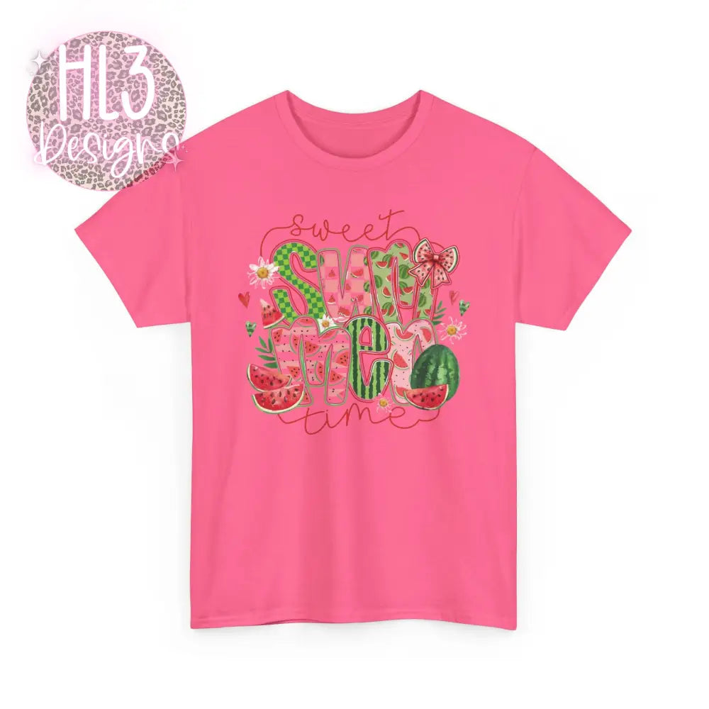 Sweet Summertime Watermelon Tee - Safety Pink / S - T-Shirt