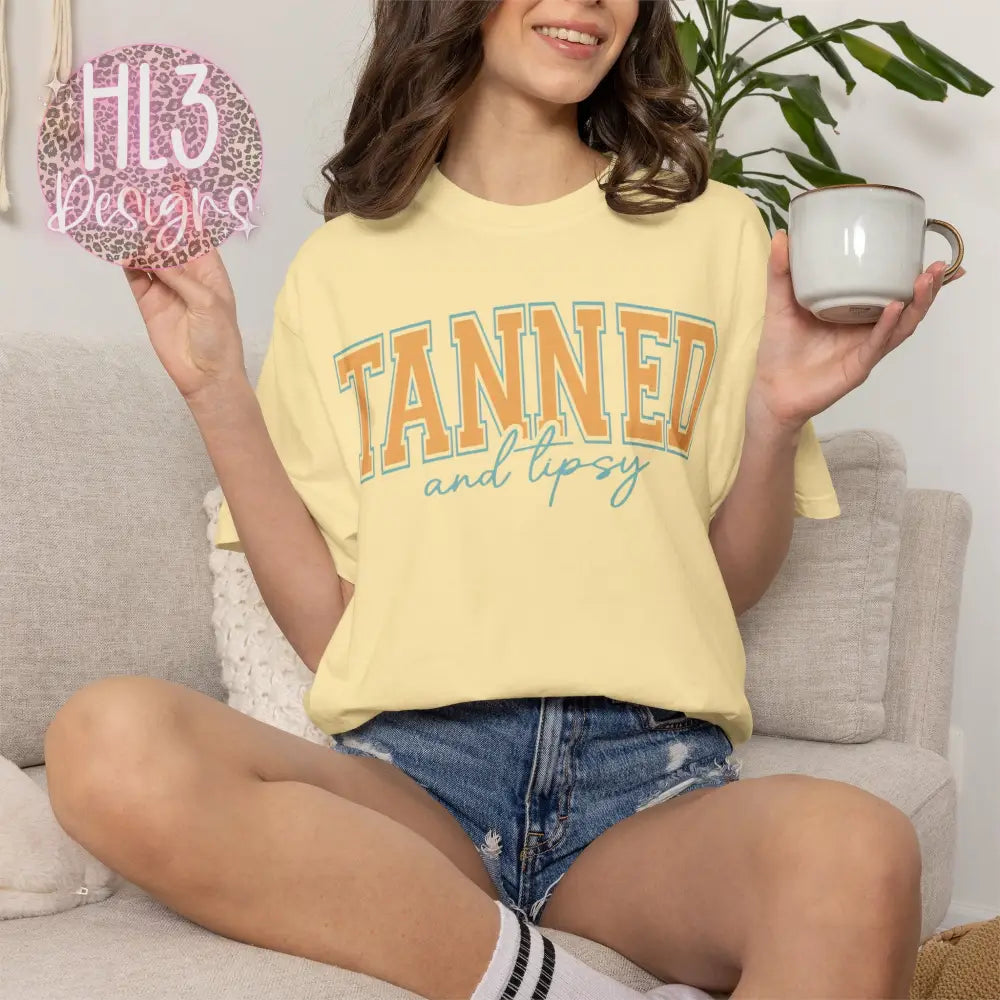 Tanned & Tipsy Comfort Color Tee - Banana / S - T-Shirt