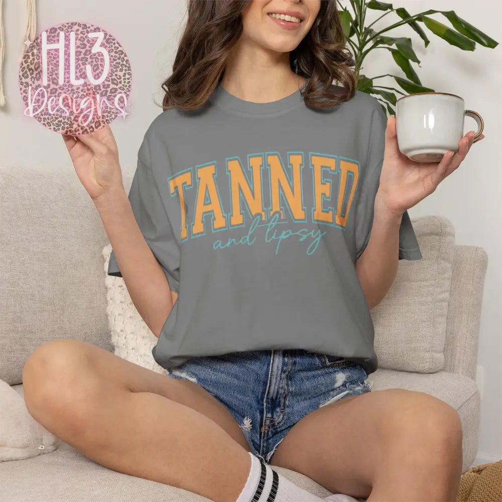 Tanned & Tipsy Comfort Color Tee - Grey / S - T-Shirt