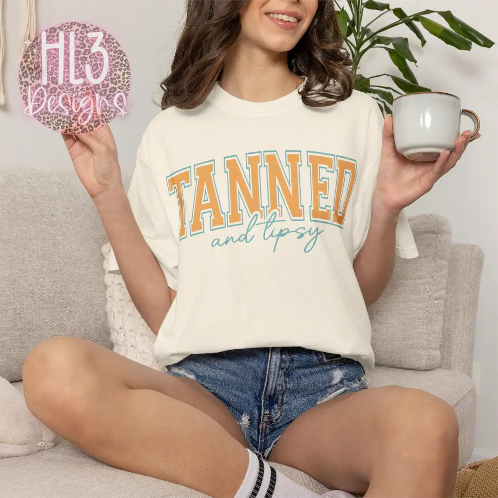 Tanned & Tipsy Comfort Color Tee - Ivory / S - T-Shirt