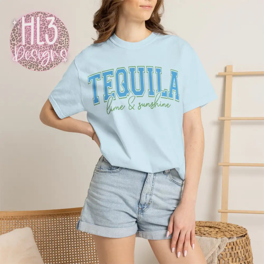 Tequila Lime & Sunshine Comfort Color Tee - Chambray / S - T-Shirt