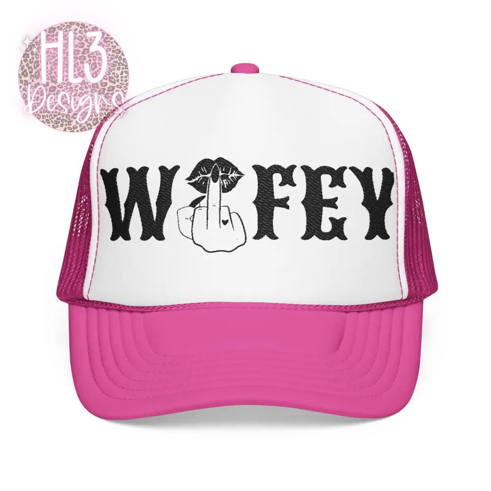 Wifey Trucker Hat - Hot Pink/ White/ Hot Pink / One size - Hats